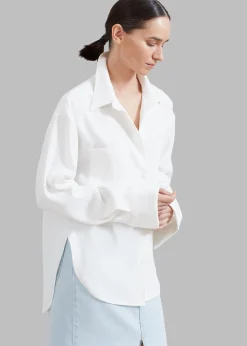 The Frankie Shop Macie Pocket Shirt Ivory Outlet
