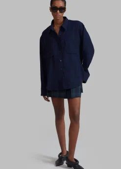 The Frankie Shop Macie Pocket Shirt Navy Outlet