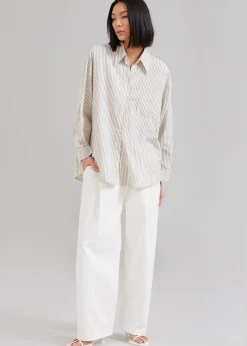 The Frankie Shop Madelen Shirt Charcoal Stripe