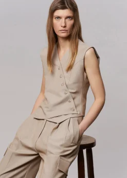 The Frankie Shop Maesa Cross Vest Taupe Melange Hot