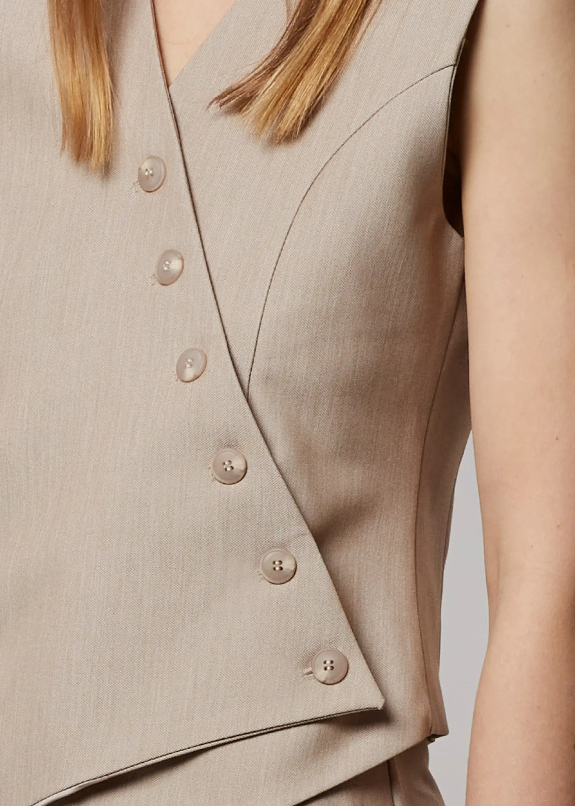 The Frankie Shop Maesa Cross Vest Taupe Melange Hot