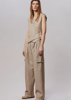 The Frankie Shop Maesa Cross Vest Taupe Melange Hot