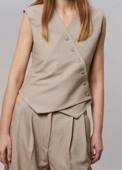 The Frankie Shop Maesa Cross Vest Taupe Melange Hot