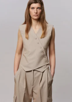 The Frankie Shop Maesa Cross Vest Taupe Melange Hot