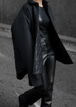 The Frankie Shop Maine Padded Shirt Jacket Black Best