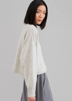 The Frankie Shop Marlan Rolled Edge Sweater Grey Sale