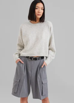 The Frankie Shop Marlan Rolled Edge Sweater Grey Sale