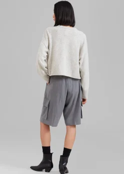 The Frankie Shop Marlan Rolled Edge Sweater Grey Sale