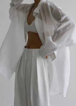 The Frankie Shop Marlow Oversized Linen Shirt White Outlet