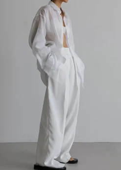 The Frankie Shop Marlow Oversized Linen Shirt White Outlet