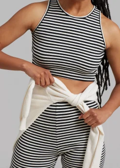 The Frankie Shop Martina Knit Tank Top Black Stripe Hot