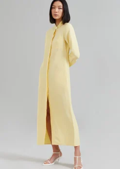 The Frankie Shop Matin Collarless Shirt Dress Butter