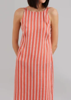 The Frankie Shop Matin Isola Open Back Dress Red Stripe Best