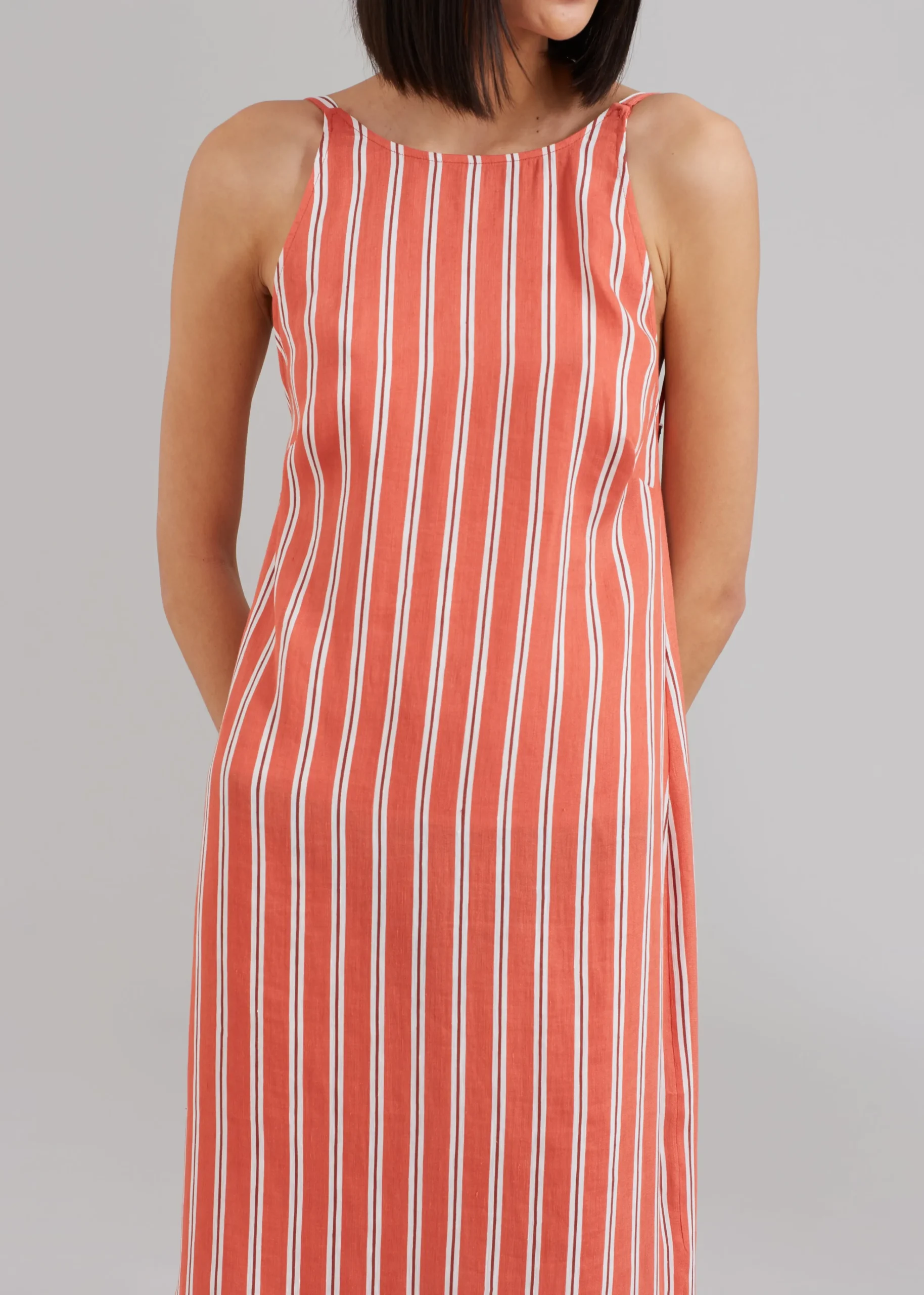 The Frankie Shop Matin Isola Open Back Dress Red Stripe Best