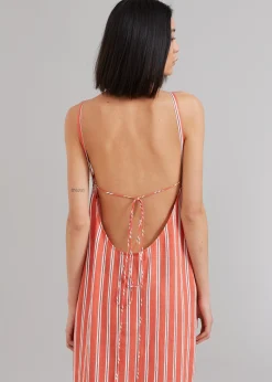 The Frankie Shop Matin Isola Open Back Dress Red Stripe Best