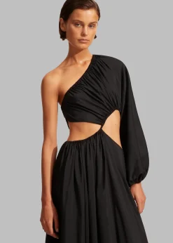 The Frankie Shop Matteau Asymmetric Wave Dress Black Discount