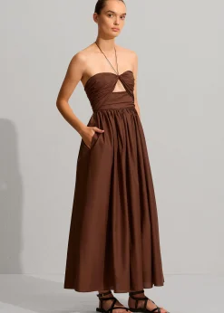 The Frankie Shop Matteau Bandeau Rouched Sundress Sable Discount