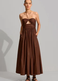 The Frankie Shop Matteau Bandeau Rouched Sundress Sable Discount