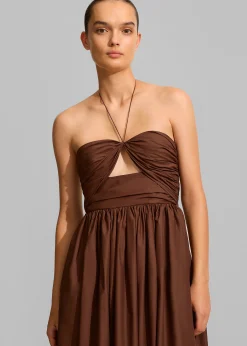 The Frankie Shop Matteau Bandeau Rouched Sundress Sable Discount