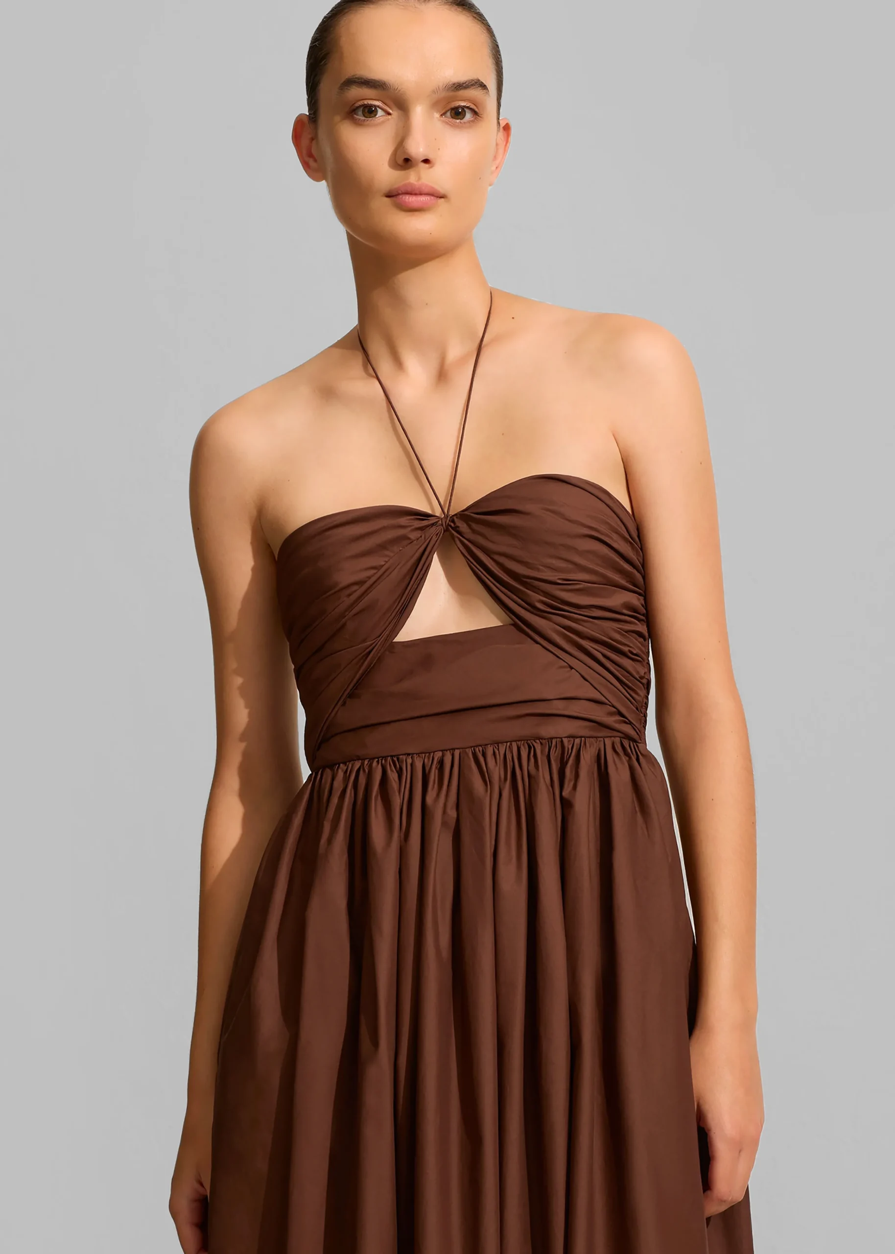 The Frankie Shop Matteau Bandeau Rouched Sundress Sable Discount