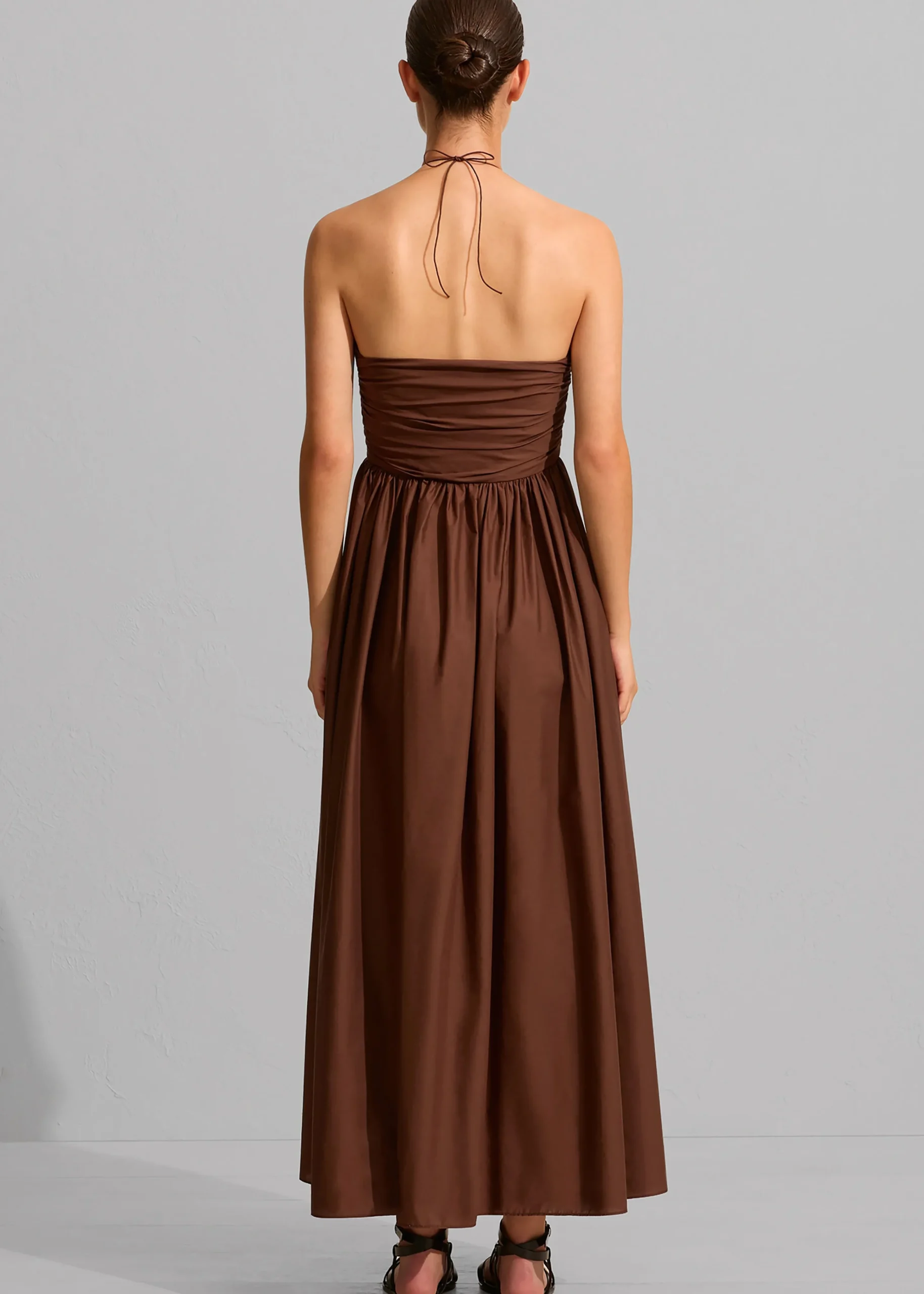 The Frankie Shop Matteau Bandeau Rouched Sundress Sable Discount