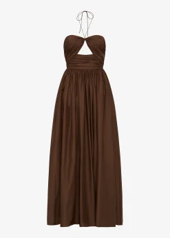 The Frankie Shop Matteau Bandeau Rouched Sundress Sable Discount
