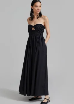 The Frankie Shop Matteau Bandeau Rouched Sundress Black Best