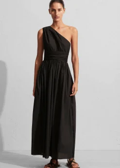 The Frankie Shop Matteau Gathered One Shoulder Dress Black Outlet
