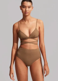 The Frankie Shop Matteau High Waist Bikini Brief Cinnamon Crinkle Outlet