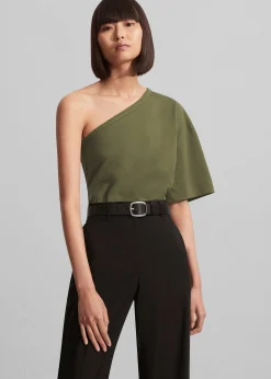 The Frankie Shop Matteau One Shoulder Tee Khaki Best