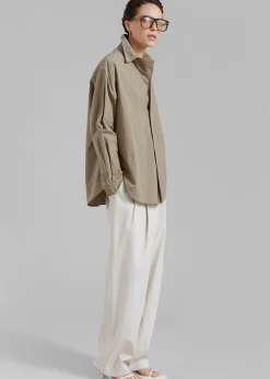 The Frankie Shop Matteau Relaxed Shirt Taupe Sale