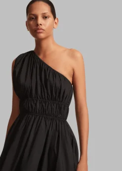 The Frankie Shop Matteau Shirred One Shoulder Mini Dress Black Sale
