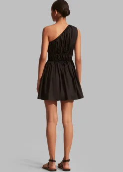 The Frankie Shop Matteau Shirred One Shoulder Mini Dress Black Sale