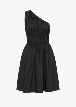 The Frankie Shop Matteau Shirred One Shoulder Mini Dress Black Sale