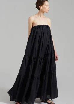 The Frankie Shop Matteau Voluminous Strapless Tiered Dress Black Sale