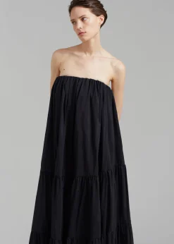 The Frankie Shop Matteau Voluminous Strapless Tiered Dress Black Sale