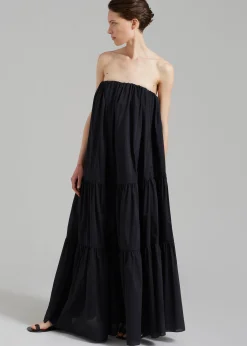 The Frankie Shop Matteau Voluminous Strapless Tiered Dress Black Sale