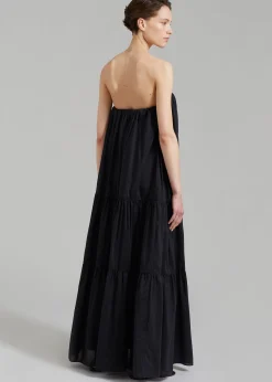 The Frankie Shop Matteau Voluminous Strapless Tiered Dress Black Sale