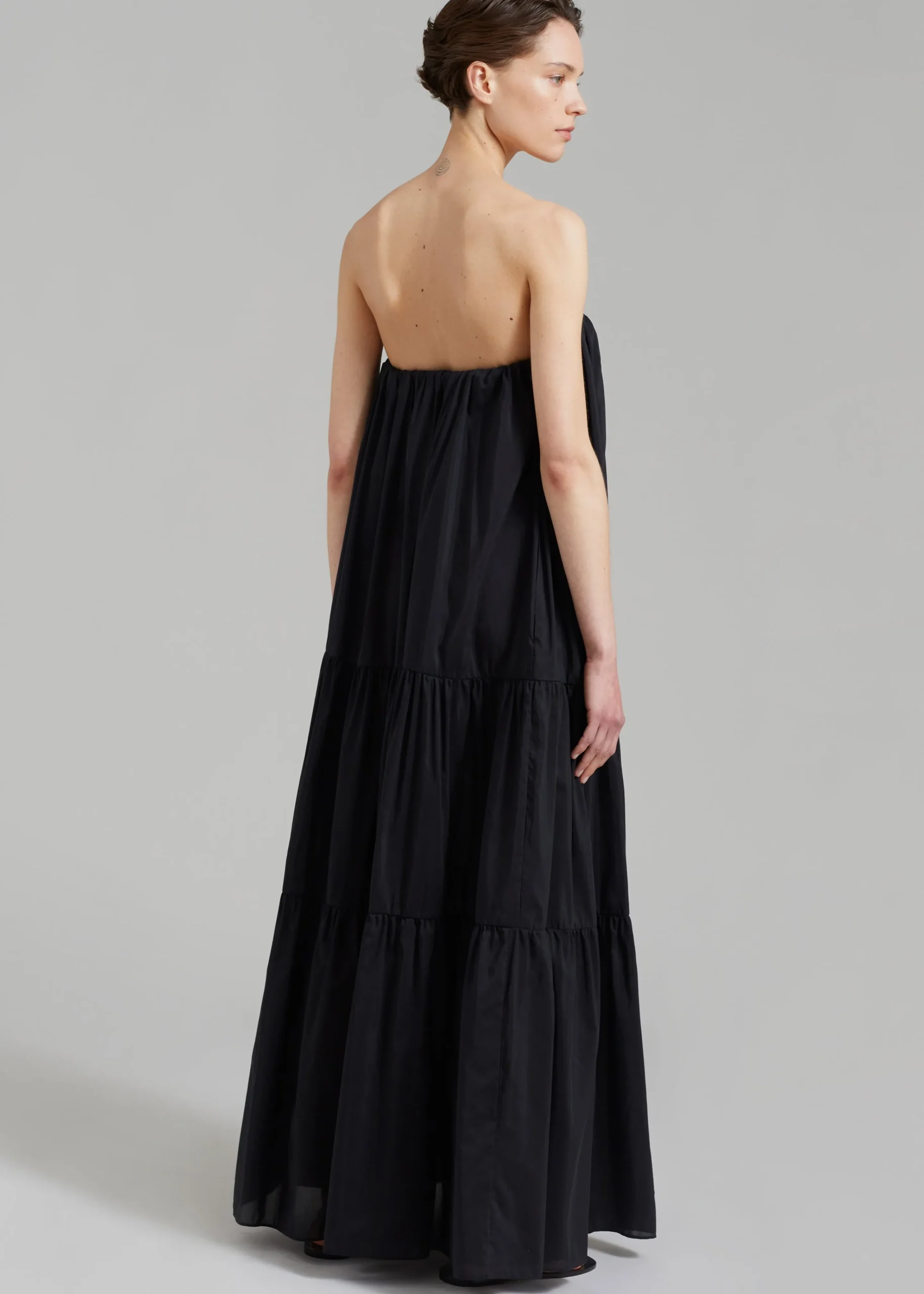 The Frankie Shop Matteau Voluminous Strapless Tiered Dress Black Sale