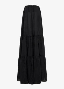 The Frankie Shop Matteau Voluminous Strapless Tiered Dress Black Sale