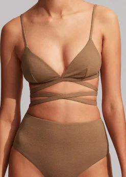 The Frankie Shop Matteau Wrap Triangle Bikini Top Cinnamon Crinkle Online
