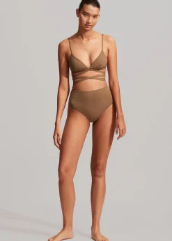The Frankie Shop Matteau Wrap Triangle Bikini Top Cinnamon Crinkle Online