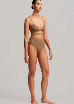 The Frankie Shop Matteau Wrap Triangle Bikini Top Cinnamon Crinkle Online