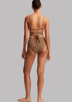 The Frankie Shop Matteau Wrap Triangle Bikini Top Cinnamon Crinkle Online