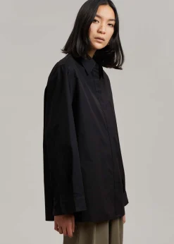 The Frankie Shop Mayim Oversized Shirt Black Discount