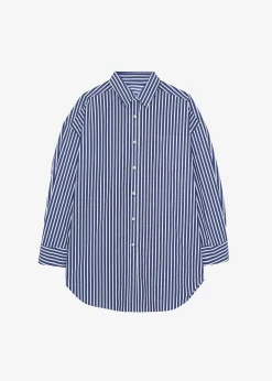 The Frankie Shop Melody Organic Cotton Shirt Navy Stripe Hot