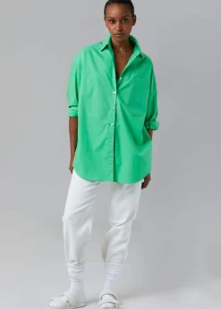 The Frankie Shop Melody Oversized Cotton Shirt Island Green Best