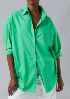 The Frankie Shop Melody Oversized Cotton Shirt Island Green Best