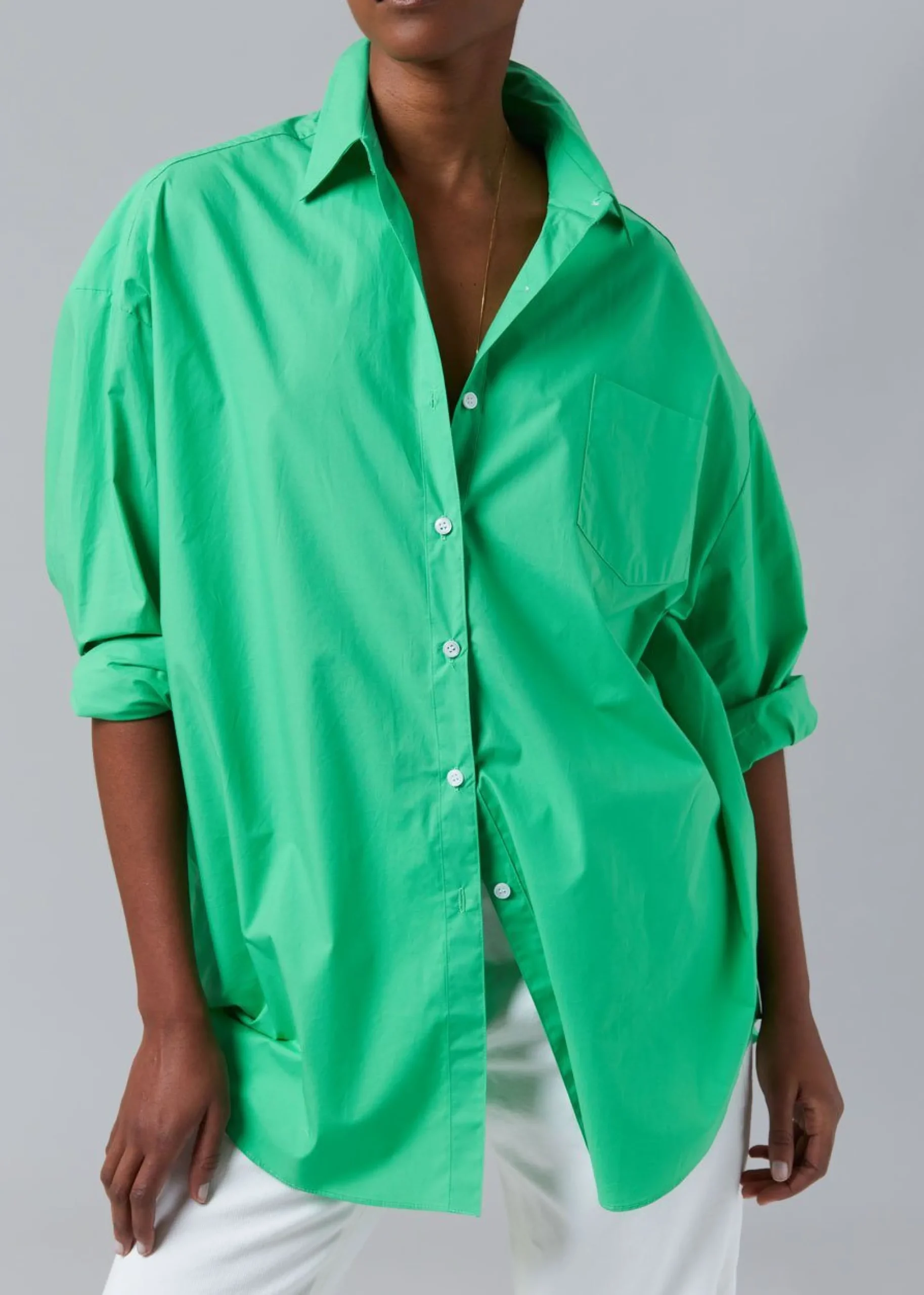 The Frankie Shop Melody Oversized Cotton Shirt Island Green Best