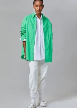 The Frankie Shop Melody Oversized Cotton Shirt Island Green Best